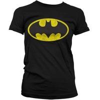 Womens Batman Logo T Shirt - Distressed