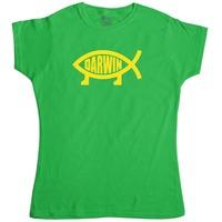 womens evolution t shirt darwin fish