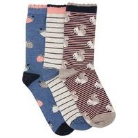 Womens cotton rich squirrel motif sock set pack of three - Multicolour