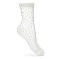 Womens Polka Dot Sheer Socks, Cream
