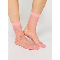 Womens Pink Fishnet Socks, Pink