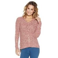 womens ladies textured knit v neck long sleeve soft jumper