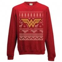 Wonder Woman Logo Unisex Medium Christmas Jumper - Red