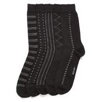 wolsey 5 pack black patterned socks