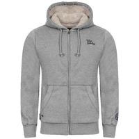 Wolfe Point Borg Lined Zip Through Hoodie In Light Grey Marl  Tokyo Laundry