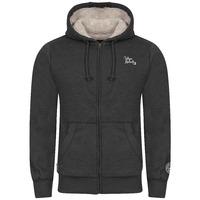 Wolfe Point Borg Lined Zip Through Hoodie In Charcoal Marl  Tokyo Laundry