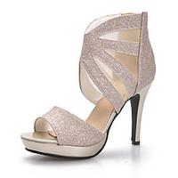 Women\'s Shoes Customized Materials Stiletto Heel Peep Toe / Platform Sandals Wedding / Party Evening / Silver / Gold