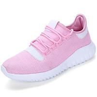 Women\'s Athletic Shoes Comfort Tulle Spring Fall Casual Walking Comfort Lace-up Flat Heel Black Pink/White Khaki 2in-2 3/4in