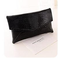 women pu clutch evening bag silver black