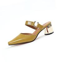 Women\'s Sandals Comfort PU Summer Outdoor Comfort Chunky Heel White Black Yellow 1in-1 3/4in