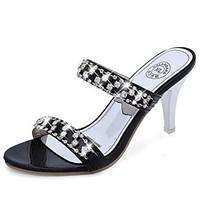 Women\'s Sandals Summer Comfort PU Casual Low Heel Sparkling Glitter Silver Black Gold