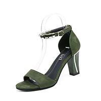 Women\'s Sandals Comfort Fleece Spring Summer Outdoor Walking Comfort Buckle Chunky Heel Black Green 2in-2 3/4in