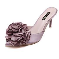 Women\'s Clogs Mules Summer Slingback Silk Casual Stiletto Heel Satin Flower Pink Gray Others
