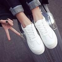 womens sneakers comfort pu leatherette spring casual black white flat