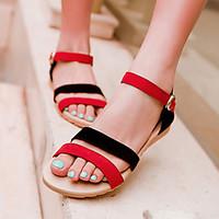 Women\'s Shoes Suede Wedge Heel Wedges / Peep Toe Sandals Outdoor / Dress / Casual Black / Purple / Black and Red