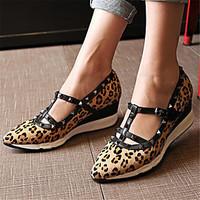 Women\'s Boots Winter Mary Jane PU Casual Wedge Heel Feather