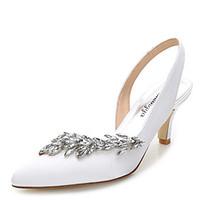 Women\'s Heels Summer Fall Slingback Silk Wedding Outdoor Office Career Party Evening Dress Casual Stiletto HeelRhinestone Crystal