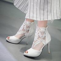 Women\'s Shoes Stiletto Heel Peep Toe / Platform Sandals Wedding / Party Evening / Dress Black / White
