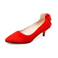 Women\'s Shoes Fleece Stiletto Heel Heels / Comfort / Pointed Toe Heels Office Career / Dress / Casual Black / Red