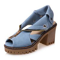 Women\'s Sandals Spring Summer Comfort Leatherette Outdoor Dress Casual Chunky Heel Block Heel Rivet Zipper