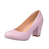 Women\'s Spring Fall Leatherette Office Career Dress Chunky Heel Black Pink White Beige