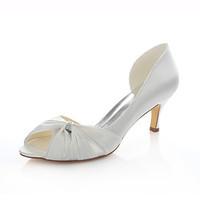 Women\'s Shoes Stretch Satin Stiletto Heel Heels / Peep Toe Sandals / Heels Wedding / Party Evening / Dress Ivory