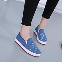 womens flats comfort pu canvas spring casual light blue dark blue flat