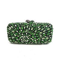 women vintage peacock green crystal glass evening hand clutches