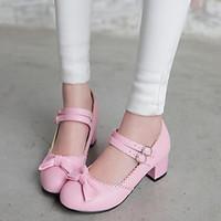 Women\'s Shoes Heel Heels / Round Toe Heels Office Career / Dress / Casual Blue / Pink / Purple / Almond