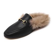 Women\'s Flats Winter Leatherette Casual Flat Heel Black