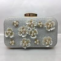 Women Evening Bag Metal All Seasons Formal Event/Party Baguette Appliques Push Lock Silver Black Gold Champagne