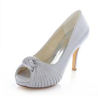 Women\'s Shoes Stretch Satin Stiletto Heel Heels / Peep Toe Sandals Wedding / DressPink / Purple / Ivory / Silver /