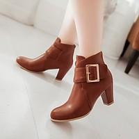 womens shoes chunky heel fashion bootsround toe boots dresscasual blac ...