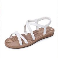 Women\'s Sandals Spring Summer Fall Comfort PU Dress Casual Flat Heel Black White