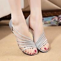 womens sandals comfort pu summer casual comfort crystal chunky heel si ...