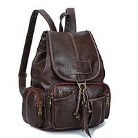 Women Backpack Travel Bag PU All Seasons Casual Outdoor Bucket Toggle Gold Black Brown Light Brown