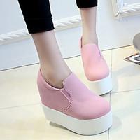 Women\'s Loafers Slip-Ons Fall Platform Suede Casual Wedge Heel Platform Others Black Pink White Other