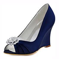 Women\'s Shoes Stretch Satin Spring / Fall Wedges Heels Wedding / Dress Wedge Heel CrystalBlue / Pink / Royal