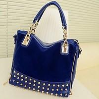 Women PU Casual / Outdoor Tote Blue / Black