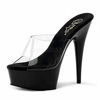 Women\'s Shoes Transparent Spring/Summer/Peep Toe/Sandals/Slippers Heels Wedding/Party Evening Stiletto Heel Slip-onBlack