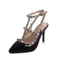 womens heels fall heels pu casual stiletto heel rivet black red white  ...