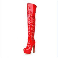 Women\'s Boots Spring / Fall / Winter Heels / Fashion Boots Leatherette Outdoor / Casual Chunky Heel OthersBlack / Red /