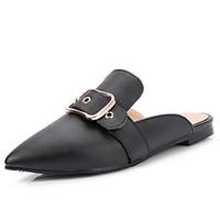 Women\'s Clogs Mules Spring Summer Fall Comfort Novelty Leatherette Dress Casual Flat Heel Buckle Others Black Pink Beige