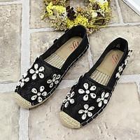 womens loafers slip ons fall comfort tulle casual flat heel flower bla ...