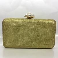 Women Evening Bag Metal All Seasons Formal Event/Party Baguette Beading Push Lock Silver Black Gold Champagne