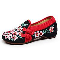 Women\'s Shoes Canvas Spring / Summer / Fall Comfort / Flats Flats Casual Flat Heel Flower Black / Green Walking