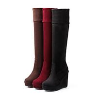 Women\'s Shoes Fleece Platform Fashion Boots/Round Toe Boots Casual Black/Brown/Red