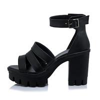 Women\'s Sandals Summer Gladiator Club Shoes Leatherette Office Career Dress Casual Chunky Heel Block Heel Buckle