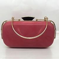 Women Evening Bag PU All Seasons Formal Event/Party Minaudiere Push Lock Violet Pink Gray Apricot Ruby Black