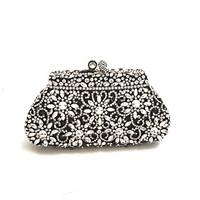 Women Handmade A Grade Rhinestone Clutch And Evening Bags in Black and White